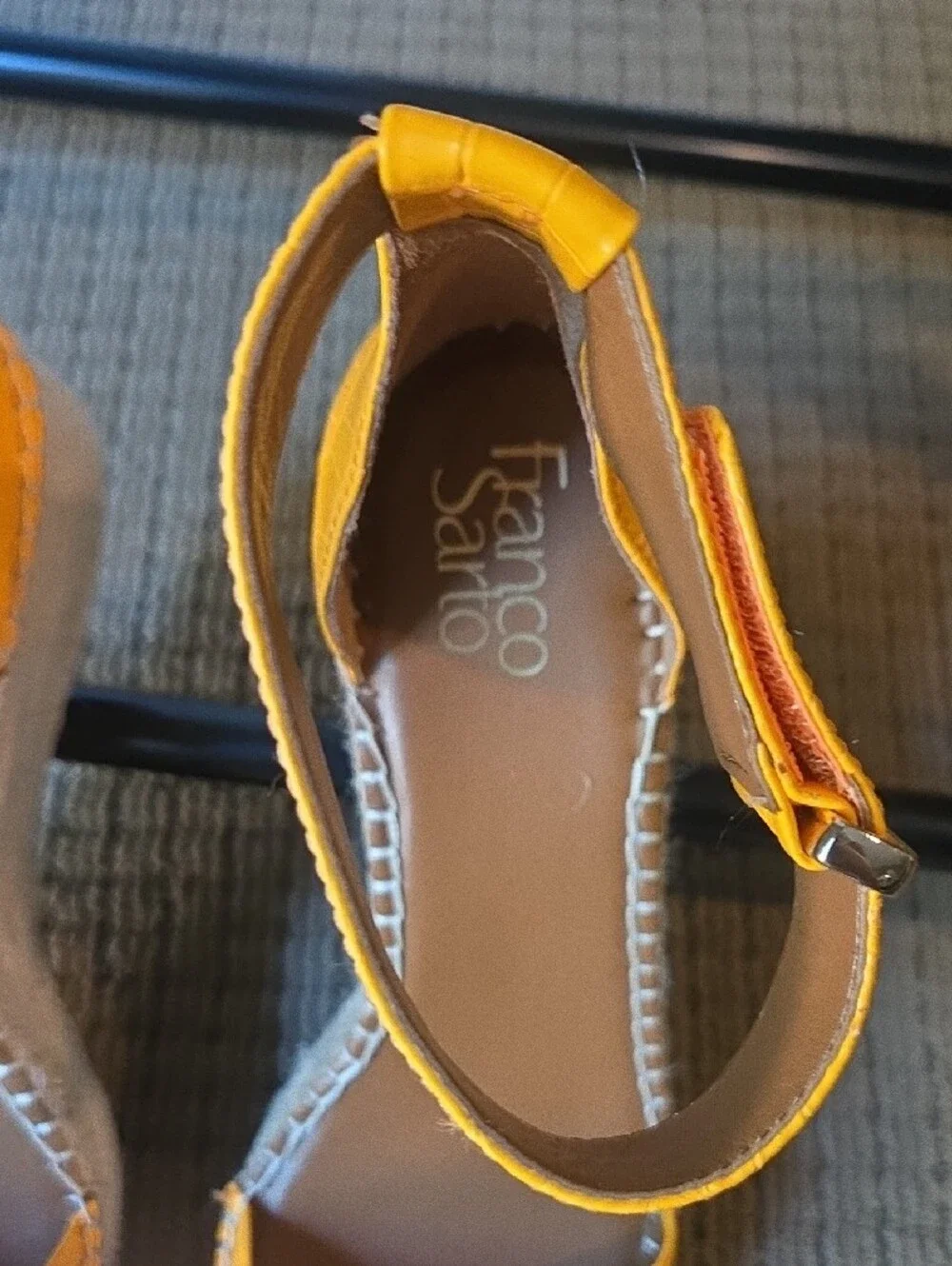 Franco Sarto Vibrant Yellow Croc-Texture Ankle-Strap Wedges NWOT